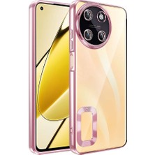 Case 4u Realme 11 4g Kılıf Tek Kamera Çerçeveli Logo Gösteren Omega Kapak Rose Gold