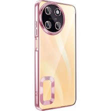 Case 4u Realme 11 4g Kılıf Tek Kamera Çerçeveli Logo Gösteren Omega Kapak Rose Gold