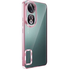 Case 4u Huawei Honor 90 Kılıf Tek Kamera Çerçeveli Logo Gösteren Omega Kapak Rose Gold