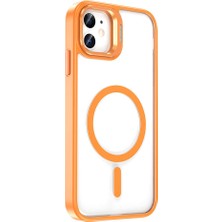 Case 4u Apple iPhone 11 Kılıf Magsafe Şarj Özellikli Standlı Magsafe Klon Kapak Turuncu