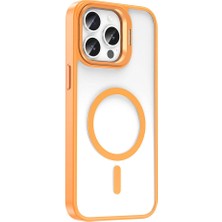 Case 4u Apple iPhone 14 Pro Max Kılıf Magsafe Şarj Özellikli Standlı Magsafe Klon Kapak Turuncu