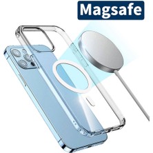 Case 4u Apple iPhone 15 Pro Max Kılıf Magsafe Şarj Özellikli Şeffaf Sert Pc Embos Kapak