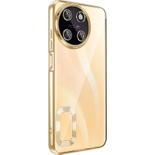 Case 4u Realme 11 4g Kılıf Tek Kamera Çerçeveli Logo Gösteren Omega Kapak Gold