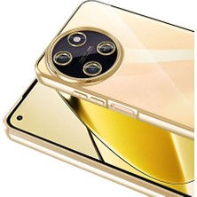 Case 4u Realme 11 4g Kılıf Tek Kamera Çerçeveli Logo Gösteren Omega Kapak Gold