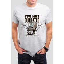 T-35 Vintage Bilgisayar Baskılı Beyaz Unisex Tişört C406