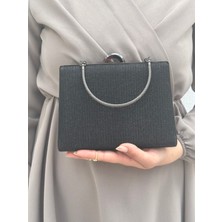 Sh Poly1 Kadın Çupra Siyah Abiye Clutch Portföy Çanta