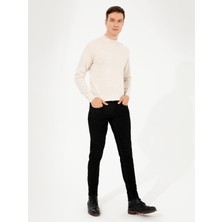 Cacharel Erkek Bej Slim Fit Çeyrek Balıkçı Yaka Basic Triko Kazak 50257712-VR011