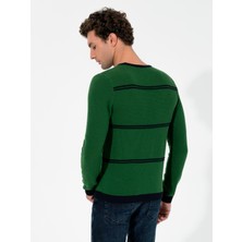 Cacharel Erkek Haki Slim Fit Bisiklet Yaka Triko Kazak 50258829-VR027