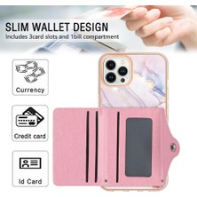 BDT Boutique Iphone 13 Için Kılıf Pro Mermer Yumuşak Tpu Tampon Ince Cüzdan Kart Yuvaları (Yurt Dışından)