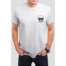 T-35 Gözlüklü Kuru Kafa Baskılı Beyaz  Unisex Tişört C425