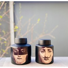 Panega Design Fornasetti Chaplin Seramik Silindir Model Kavanoz