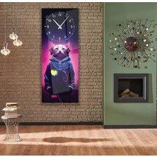 Emya Home Saatli Neon Kedi Cam Tablo