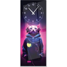 Emya Home Saatli Neon Kedi Cam Tablo