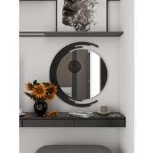 Black Line Moon Serie 1,  Blackline, Siyah, 90CM Yuvarlak Duvar Aynası Antre Salon Banyo Ofis Otel Aynası