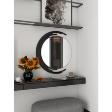 Black Line Moon Serie 1,  Blackline, Siyah, 90CM Yuvarlak Duvar Aynası Antre Salon Banyo Ofis Otel Aynası