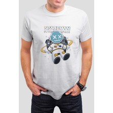 T-35 Spaceman Baskılı Beyaz Unisex Tişört C409