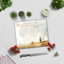 Decorita Cam Kesme Tahtası - Cam Kesme Tablası | Küçük Prens - Kalp Gözü | 29cm X 34cm