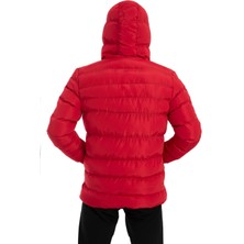 First Stops Erkek Kırmızı Kapüşonlu Içi Polarlı Su Geçirmez Rüzgara Dayanıklı Şişme Mont & Kaban & Parka