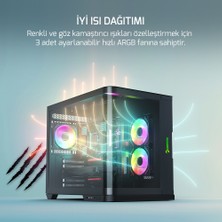 Gamepower Warcry Vertex Argb Kavisli Temper Cam Type-C Atx Gaming Kasa