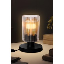 Lumen İstanbul Tipo Abajur Siyah Ayak / Şeffaf Şapka