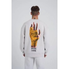Ben Özgürüm 0 Yaka On Arka Impossıble Is Nothıng Baskı Oversize Erkek Sweatshırt
