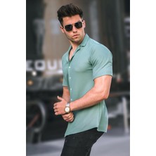 Madmext Erkek Mint Yeşili Kısa Kollu Gömlek Günlük Stil %65 Pamuk 5500