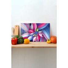 Rosyvien Geometrik Çiçek Cam Kesme Tahtası, Silikon Ayaklı, Sunum Kesim Doğrama Tablası, Temperli ve Rodajlı