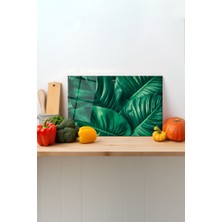 Rosyvien Büyük Yapraklar Cam Kesme Tahtası, Silikon Ayaklı, Sunum Kesim Doğrama Tablası, Temperli ve Rodajlı