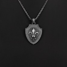 Emren Jewelry 925 Ayar Gümüş Kalkan Temalı Fleur De Lis Erkek Kolye