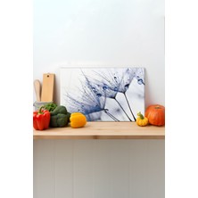 Rosyvien Mavi Karahindiba Cam Kesme Tahtası, Silikon Ayaklı, Sunum Kesim Doğrama Tablası, Temperli ve Rodajlı