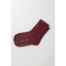 Katia & Bony Kadın Koyu Bordo Renkli Lastiksiz Modal Kumaş İnce Soket Çorap