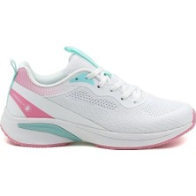Beyaz Turkuaz Pembe Detay Günlük Sneaker Spor Ayakkabı