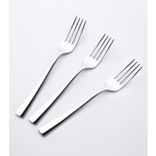 Nehir Deniz 12 Parça Gri Renkli Tatlı Çatal Takımı Paslanmaz Çelik Malzeme ile Şık Tasarım