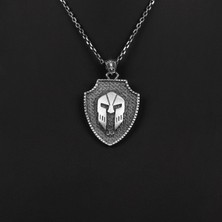 Emren Jewelry 925 Ayar Gümüş Kalkan Temalı Spartan Erkek Kolye