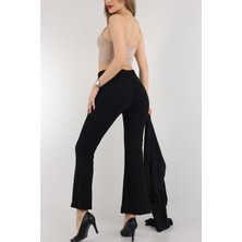 Vio Shine Kadın Beli Lastikli Cepsiz Ispanyol Paça Pantolon