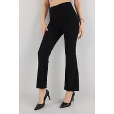 Vio Shine Kadın Beli Lastikli Cepsiz Ispanyol Paça Pantolon