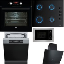 Teka Ankastre Set, Hak 625 Bk Siyah Fırın, Gbe 64002 Siyah Cam Ocak, Atv 60 Siyah Davlumbaz, Ms 620 Bıs Ankastre Mikrodalga Fırın, Dsı 46750 Ss Yarı Ankastre Bulaşık Makinesi
