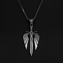Emren Jewelry 925 Ayar Gümüş Kanatlı Kılıç Erkek Kolye