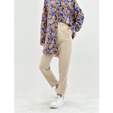 Vio Shine Kadın Scuba Beli Lastikli Cepli Double Paça Pantolon