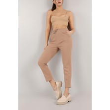 Vio Shine Kadın Beli Lastikli Cepli Havuç Kalıp Pantolon