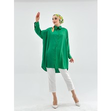 Vio Shine Vıoshıne Kadın Oversize Saten Gömlek