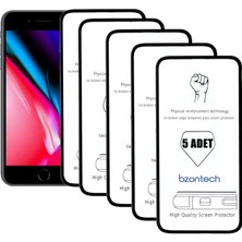 Bzontech Iphone 7 Siyah ile Uyumlu Ekran Koruyucu Tam Kaplayan 5li Set