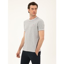 Cacharel Erkek Açık Gri Slim Fit Bisiklet Yaka T-shirt 50284211-VR001