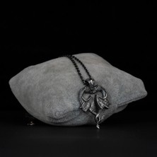Emren Jewelry 925 Ayar Gümüş Çift Başlı Ejderha Erkek Kolye