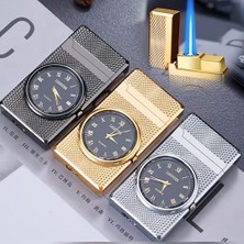 İşte Bu Saatli Pürmüz Rüzgar Geçirmez Gazlı Metal Çakmak (Gold,gri,siyah Renk Mevcut)