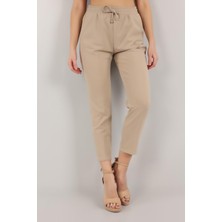 Vio Shine Kadın Beli Lastikli Cepli Havuç Kalıp Pantolon