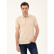 Cacharel Erkek Bej Slim Fit Polo Yaka Merserize T-Shirt 50284769-VR011