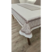 Zesa Home Krem Üzerine Şık Baskılı Şantuk Kumaş Masa Örtüsü