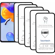 Bzontech Redmi Note 11 Pro ile Uyumlu Ekran Koruyucu Tam Kaplayan 5li Set