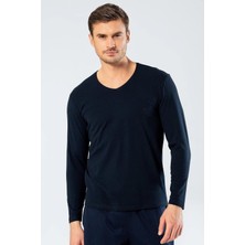 Cacharel Erkek Uzunkol V Yaka T-Shirt, %95 Pamuk %5 Elestan